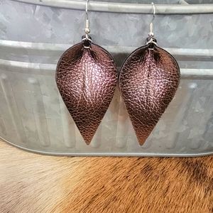 Faux leather teardrop earrings